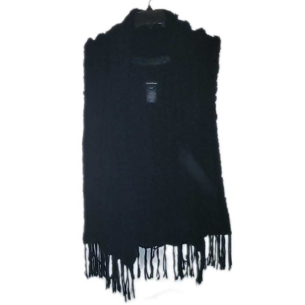 BEBE Furry Vest with Tassles